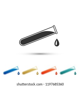 Test tube and flask - chemical laboratory test icon isolated on white background. Set elements in colored icons. Flat design. Vector Illustration
