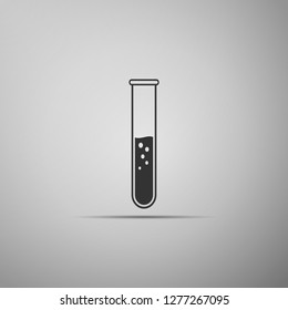 Test tube and flask - chemical laboratory test icon isolated on grey background. Flat design. Vector Illustration