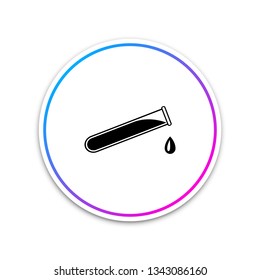 Test tube and flask - chemical laboratory test icon isolated on white background. Circle white button. Vector Illustration