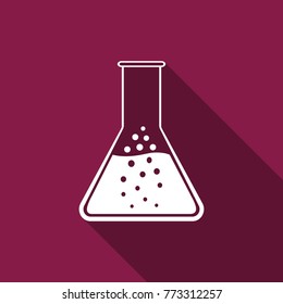 Test tube and flask - chemical laboratory test icon isolated with long shadow. Flat design. Vector Illustration