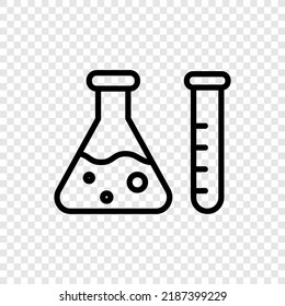Test tube and flask simple icon vector. Flat design. Transparent grid.ai