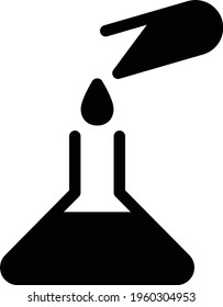 icono plano de glifo vectorial del tubo de ensayo