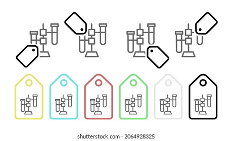 Test tube, flask vector icon in tag set illustration for ui and ux, website or mobile application
