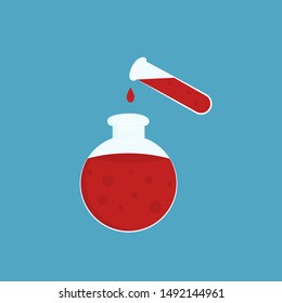 Test tube and flask vector illustration in flat style. Laboratory glass, laboratory equipment. Isolated background