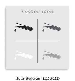 Test tube flat black and white vector icon.