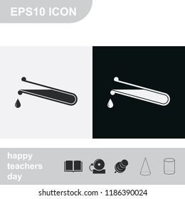 Test tube flat black and white vector icon.