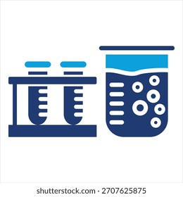 Test Tube Flat Blue Icon Vector Illustration