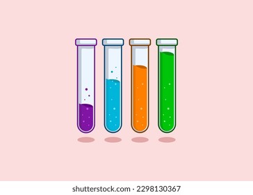 Testrohr-Flache Cartoon-Illustration in verschiedenen Farben.