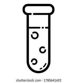 Icono plano del tubo de ensayo aislado en fondo blanco