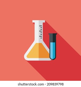 test tube flat icon with long shadow