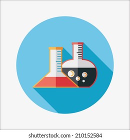 test tube flat icon with long shadow