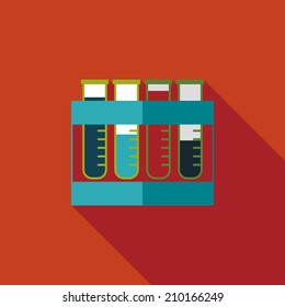 test tube flat icon with long shadow