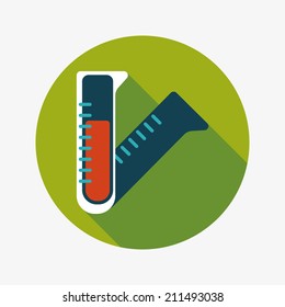 test tube flat icon with long shadow