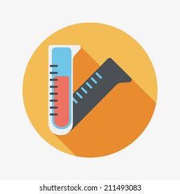 test tube flat icon with long shadow