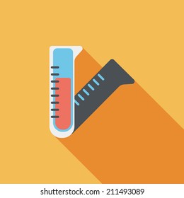 test tube flat icon with long shadow