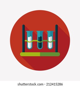 test tube flat icon with long shadow