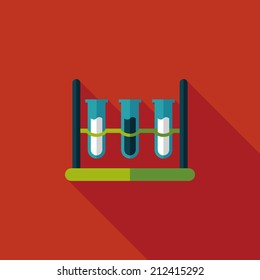 test tube flat icon with long shadow