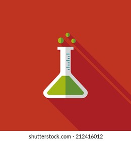 test tube flat icon with long shadow