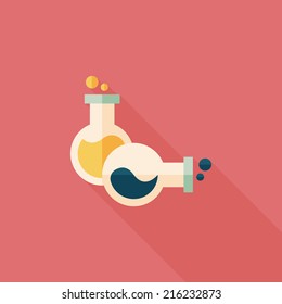 test tube flat icon with long shadow