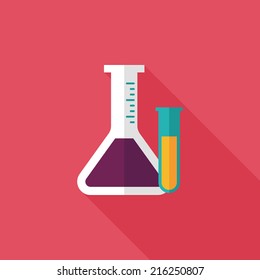 test tube flat icon with long shadow