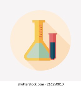 test tube flat icon with long shadow
