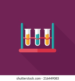 test tube flat icon with long shadow