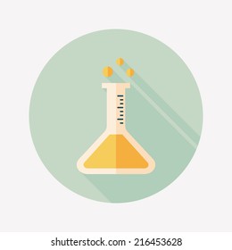 test tube flat icon with long shadow