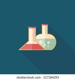 test tube flat icon with long shadow