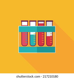 test tube flat icon with long shadow
