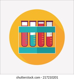 test tube flat icon with long shadow