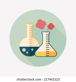 test tube flat icon with long shadow