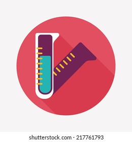 test tube flat icon with long shadow