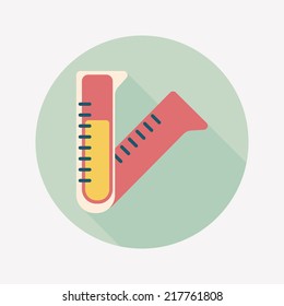 test tube flat icon with long shadow