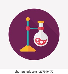 test tube flat icon with long shadow