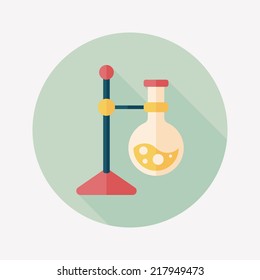 test tube flat icon with long shadow