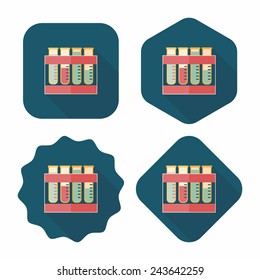 test tube flat icon with long shadow