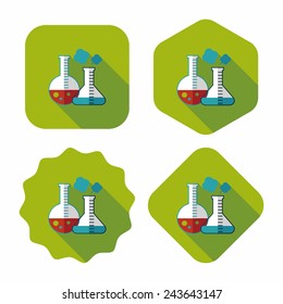 test tube flat icon with long shadow