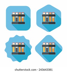 test tube flat icon with long shadow