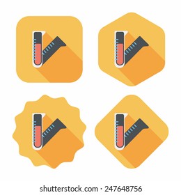 test tube flat icon with long shadow
