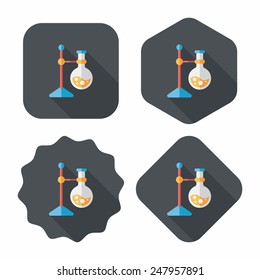 test tube flat icon with long shadow