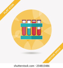 test tube flat icon with long shadow