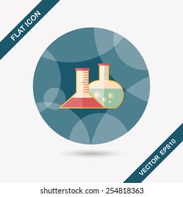 test tube flat icon with long shadow