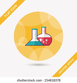 test tube flat icon with long shadow