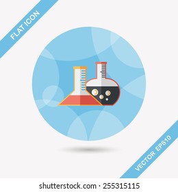 test tube flat icon with long shadow
