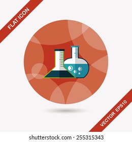 test tube flat icon with long shadow
