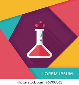 test tube flat icon with long shadow ,eps10