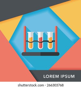 test tube flat icon with long shadow
