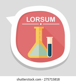 test tube flat icon with long shadow,eps10
