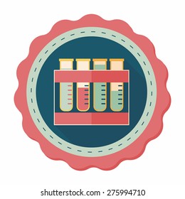 test tube flat icon with long shadow
