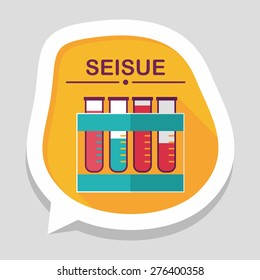 test tube flat icon with long shadow